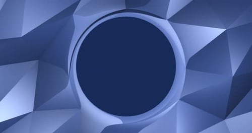 Shiny Blue Futuristic Low Poly Motion Background with Copy Space