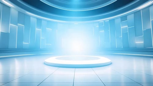 Futuristic Blue Glowing Virtual Studio Stage Background