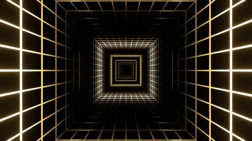 Light Yellow Striped Neon Light In A Mesh Tunnel Background Vj Loop In 4K