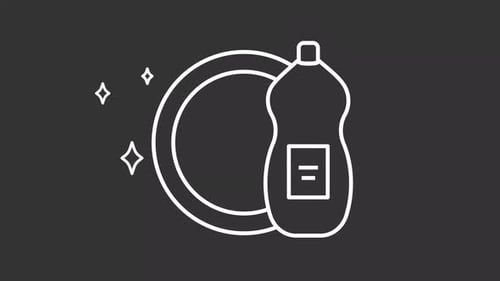 Minimalist Dishwashing Line Icon Animation