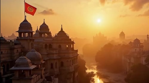 Vieux palais indien au coucher du soleil HD