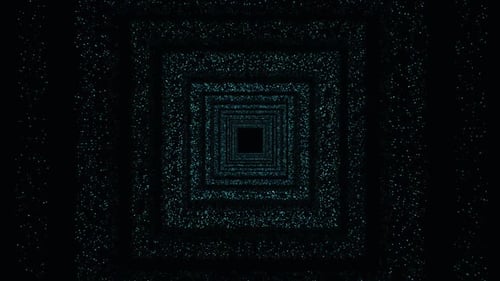 Glitzernde Partikel, Quadrate formen, bewegliche Tunnelbewegung