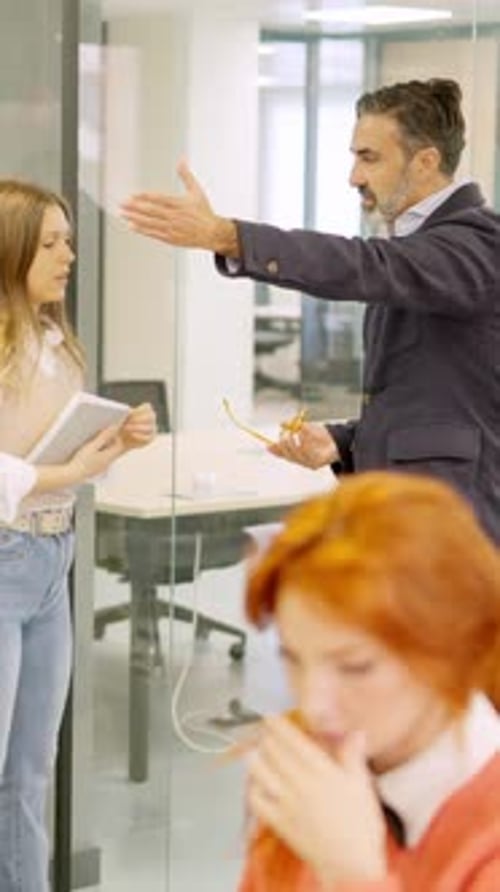 Intense Discussion Between Colleagues in Modern Office