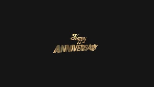 Happy Anniversary 02 3D Text Gold Alpha Channel