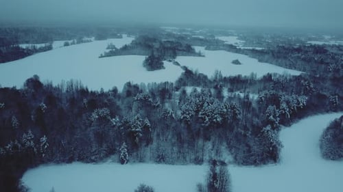 Drone shot of beautiful winter landscape