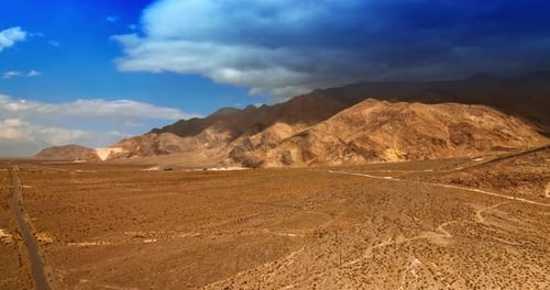 Desert Landscape Aerial View with Mountains
