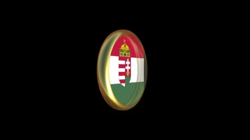 Animated 3D Hungarian Flag Button Spin