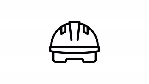 worker helmet line icon animation