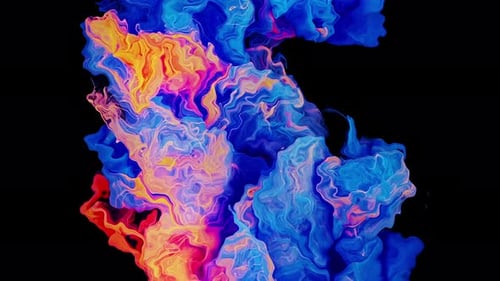 Colorful Ink Particles Unleashing a Shimmering and Multicolored Cloud Against the Isolation of