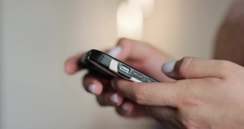 Hand of Woman Using Texting Mobile Phone or Chat Close Up of Woman Hand Concept of Surfing Internet