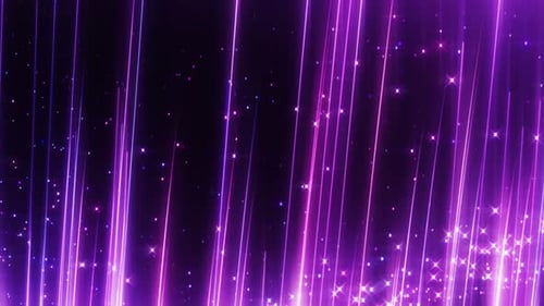 Glowing Purple Light Lines with Sparkling Particles Background