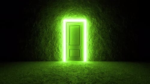 Glowing neon doorway to another dimension