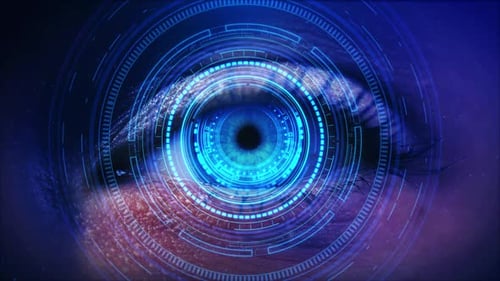 Futuristic Digital Eye HUD Scanning Interface Animation