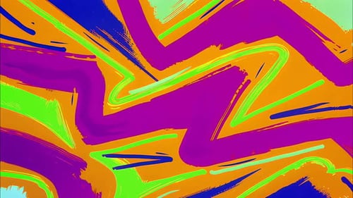 Bold comic-style animated background with edgy zigzag lines and dynamic paint splatters