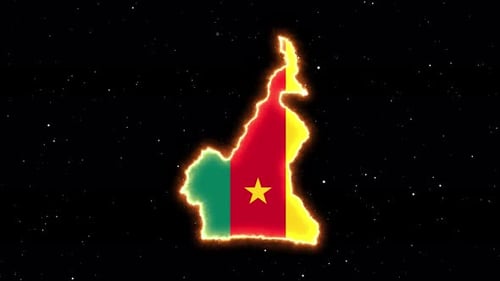 Neon Glowing Cameroon Map Flag Reveal