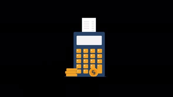 Animated Calculator with Memo and Coin. Financial Calculation Concept ...