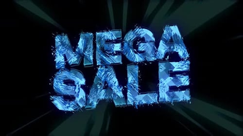 Título distorsionado de Mega Sale con fondo de línea inestable