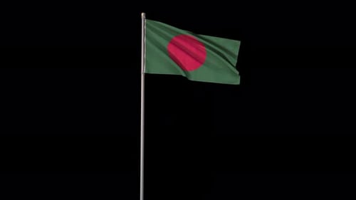Looping Realistic Waving Bangladesh Flag 3D Animation on a Pole