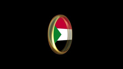 Sudan Flag 3D Golden Spinning Emblem Animation