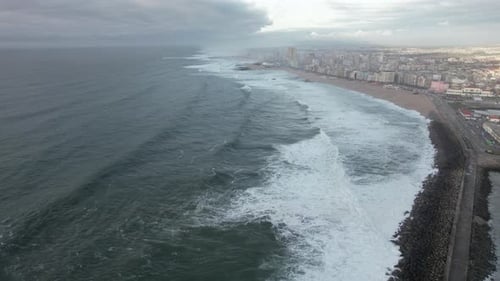 Crashing waves on beach top view,Aerial view waves sea Amazing ocean