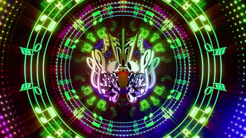 Colorful Music Notes Circle