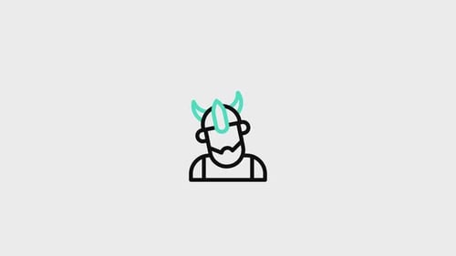 Animated Flat Design Viking Icon Horns Growth