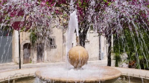 Fountain Water Falling in Ragusa City Sicily