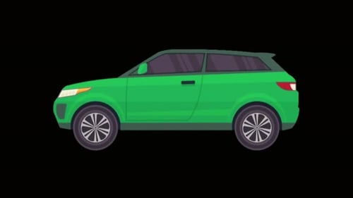 Green SUV on black background