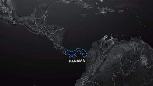 Panama Map Blue Color 4K