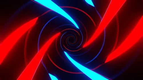 Red And Blue Neon Spiral In Mirror Tunnel Background Vj Loop In 4K