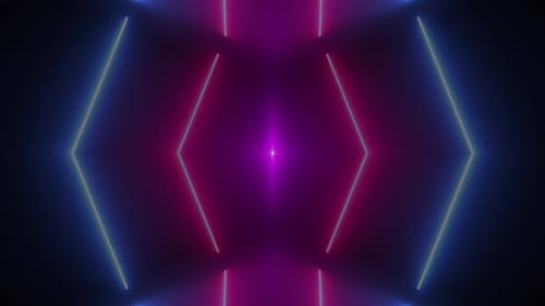 Abstract Neon Glowing Lines Loop Background