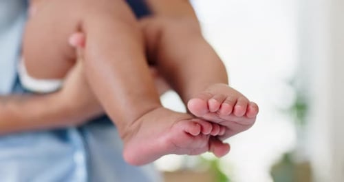 Adorable Infant Feet Close Up Being Held