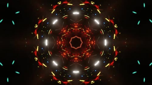 Abstract Neon Geometric Kaleidoscope Light Tunnel Background