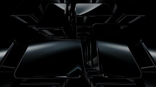 Glossy Black Abstract Geometric Cubes Animation