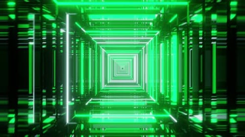 Green Neon Tunnel SciFi Background Video
