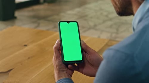 Businessman Hands Holding Chroma Key Phone Mockup