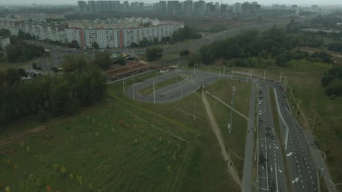 Railroad Station. Platform And Railroad Tracks. Aerial Photography
