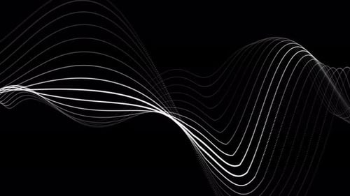 Line wave black background. Flowing 3D digital sound waves or data transfer process. 60fps VJ loop.