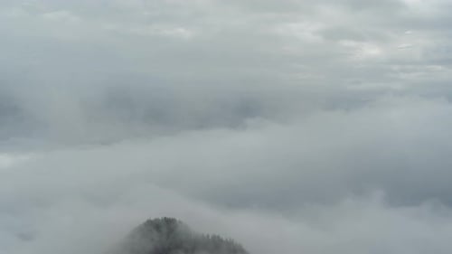 Timelapse, Clouds on High Elevation, Moving Above Valley and Mountain Peaks