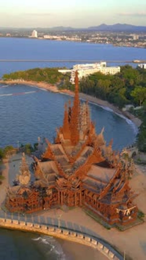 The Sanctuary of Truth Wooden Temple in Pattaya Thailand Sculpture of Sanctuary of Truth Temple
