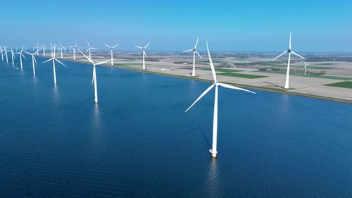 Majestic Offshore Windmill Park Showcasing Sustainable Energy in the Netherlands