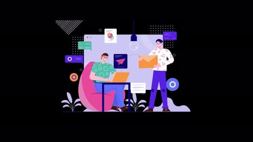 Two diverse individuals working together in a modern office setting.