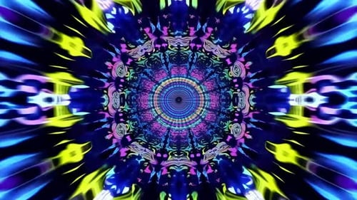 Fond de boucle VJ abstrait de tunnel de mandala psychédélique au néon