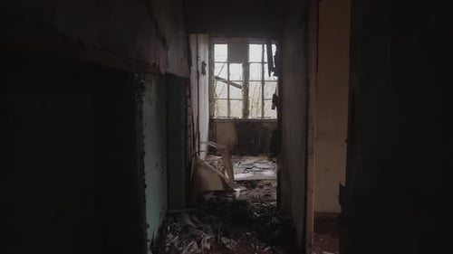 Mystical Dark Corridor Background in Abandoned Derelict Building