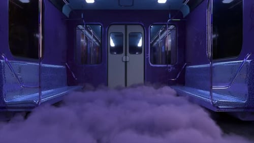 Mysterious Subway Carriage Engulfed in a Foggy Haze 3D Animation