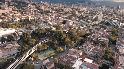 Sunset - Aerial view Medellin city