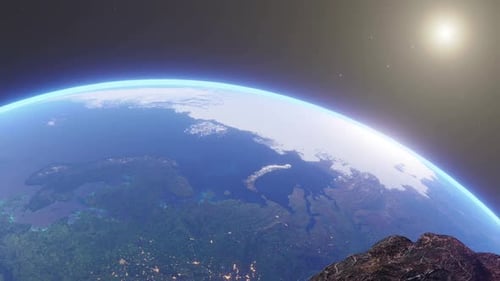 3D Animation of Earth and Asteroids in Cosmic Space