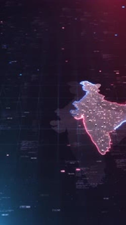 Digital Map of India Network Connections Animation Stock Footage Showing Innovation in Tech
