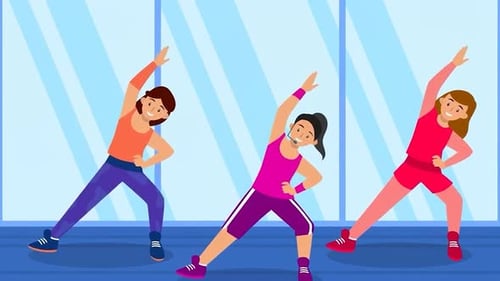 Animated Women Exercising in Flat Design Style