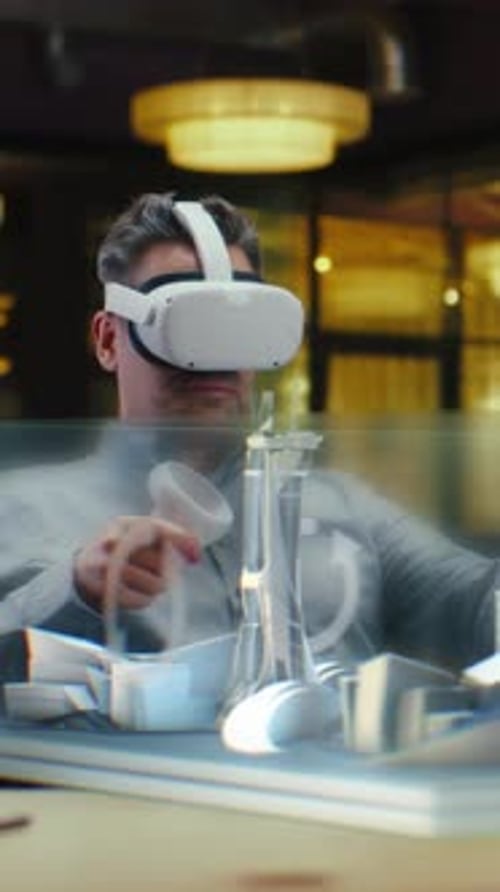 Man Designing Architecture with VR Headset